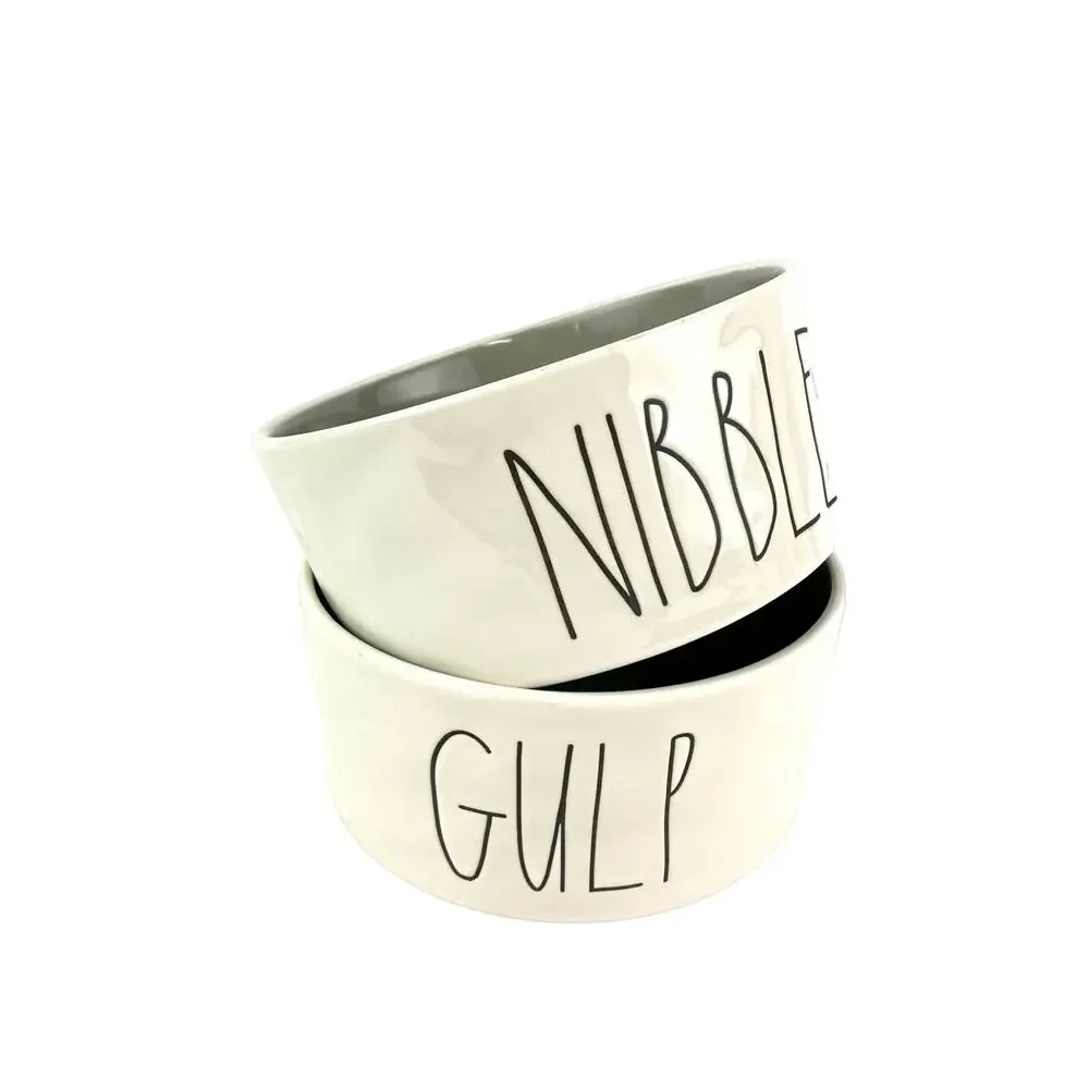 Rae Dunn Nibble and Gulp Dog Bowl Set